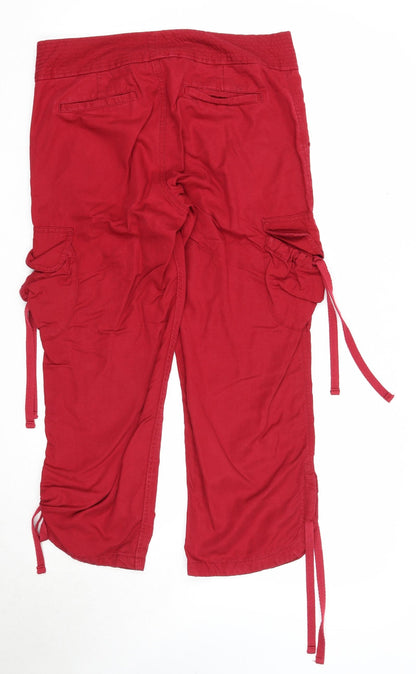 Womens UK Size 8 Gap Regular Fit Capri Red Trousers