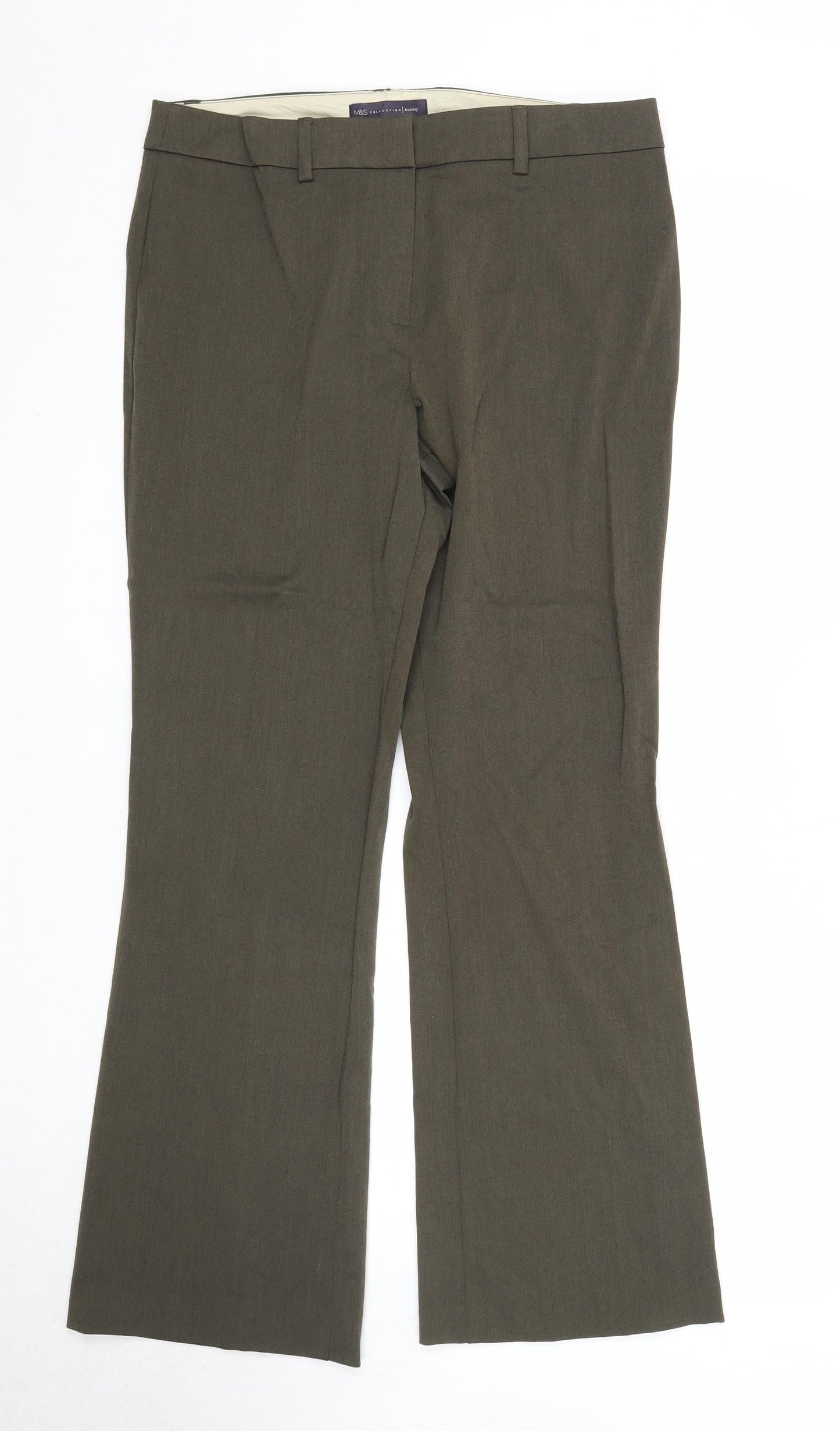 Womens UK Size 12 Marks and Spencer Regular Fit Dress Pants Brown Trousers