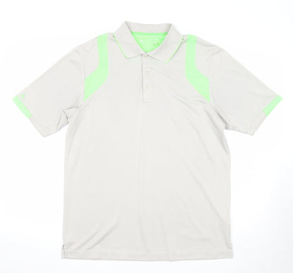 Antigua Mens Grey Polyester Polo Size M Collared Button