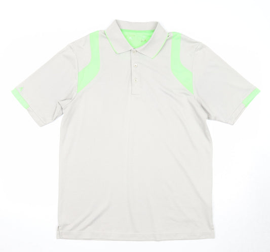 Antigua Mens Grey Polyester Polo Size M Collared Button