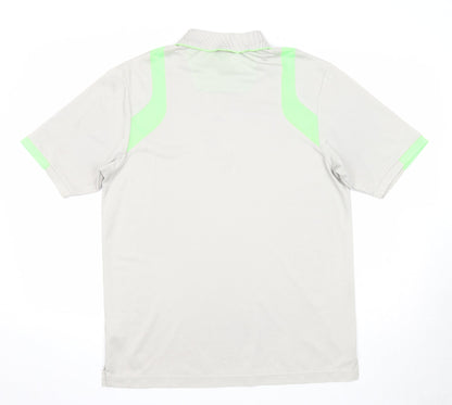 Antigua Mens Grey Polyester Polo Size M Collared Button