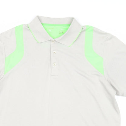 Antigua Mens Grey Polyester Polo Size M Collared Button