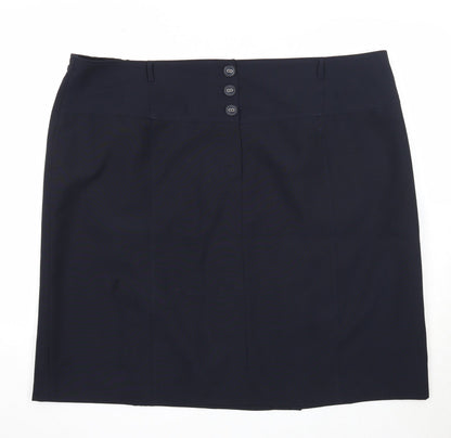 Agenda Womens Blue Polyester A-Line Skirt Size 26 Button