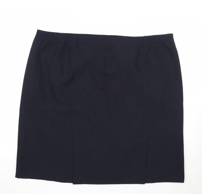 Agenda Womens Blue Polyester A-Line Skirt Size 26 Button