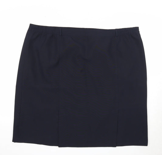 Agenda Womens Blue Polyester A-Line Skirt Size 26 Button