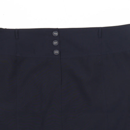 Agenda Womens Blue Polyester A-Line Skirt Size 26 Button