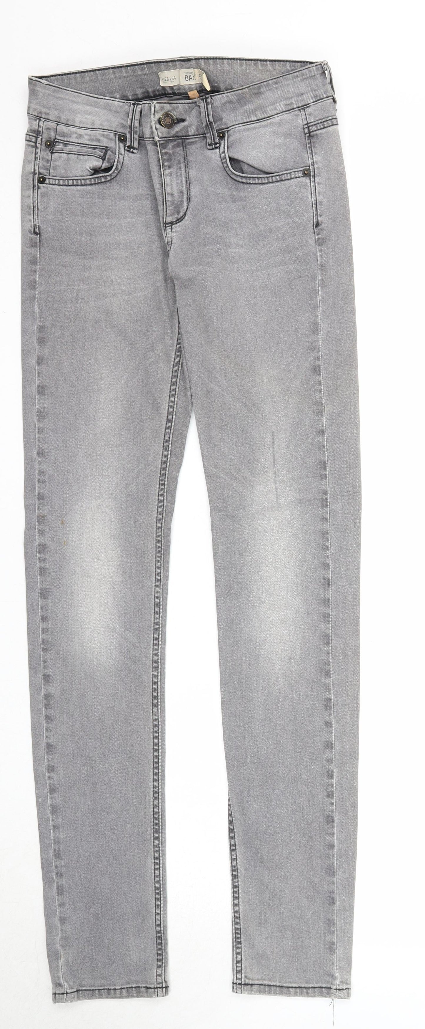Topshop Womens Grey Cotton Skinny Jeans Size 28 in L34 in Regular Zip
