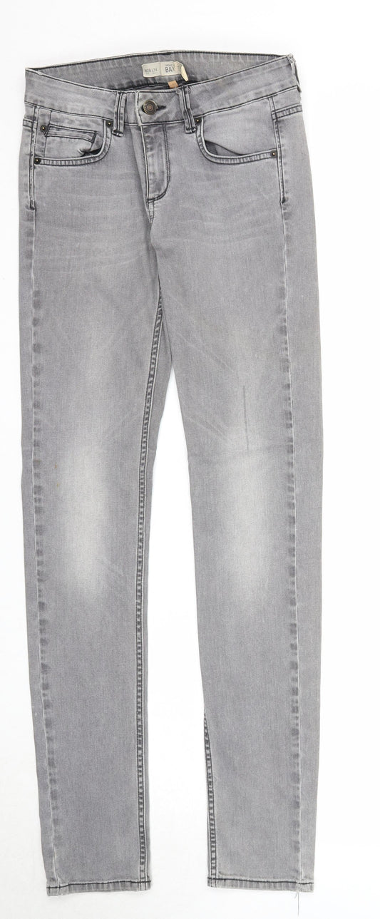 Topshop Womens Grey Cotton Skinny Jeans Size 28 in L34 in Regular Zip