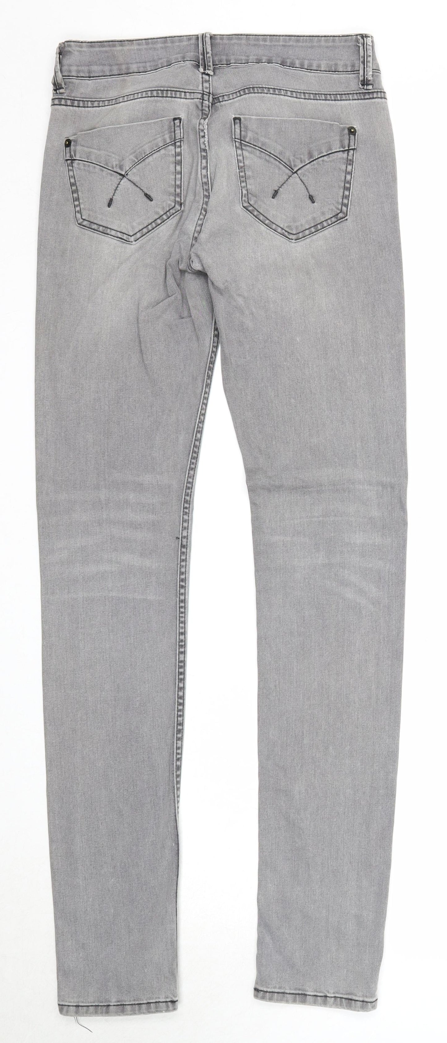 Topshop Womens Grey Cotton Skinny Jeans Size 28 in L34 in Regular Zip