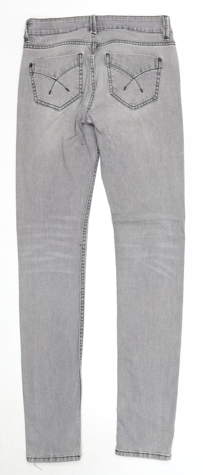 Topshop Womens Grey Cotton Skinny Jeans Size 28 in L34 in Regular Zip