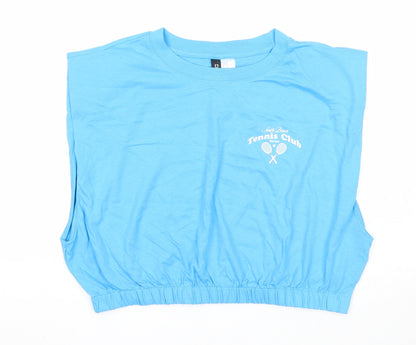 Womens UK Size M Divided by H&M Blue Basic Tank