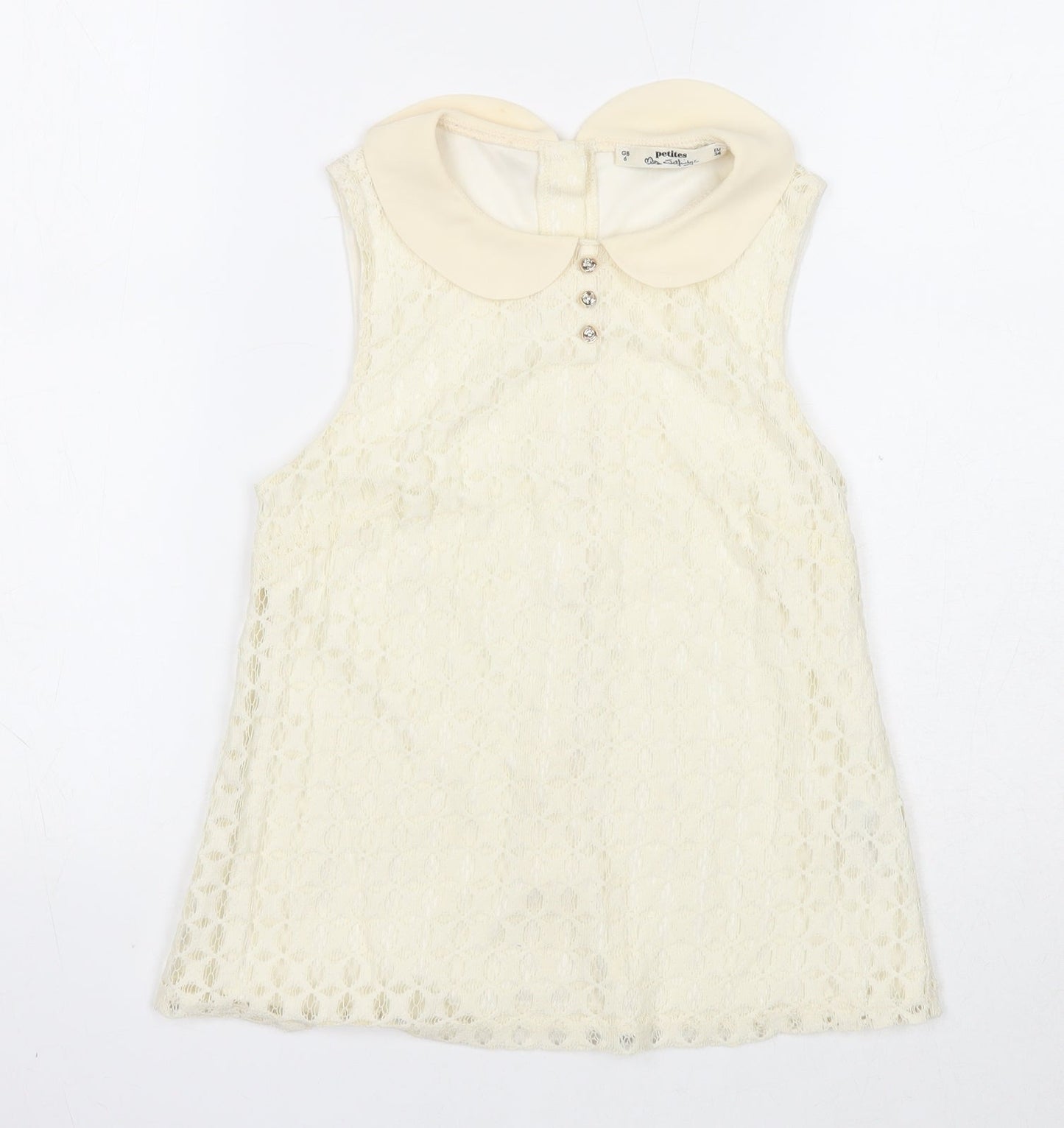 Miss Selfridge Womens White Geometric Cotton Basic Tank Size 6 Collared