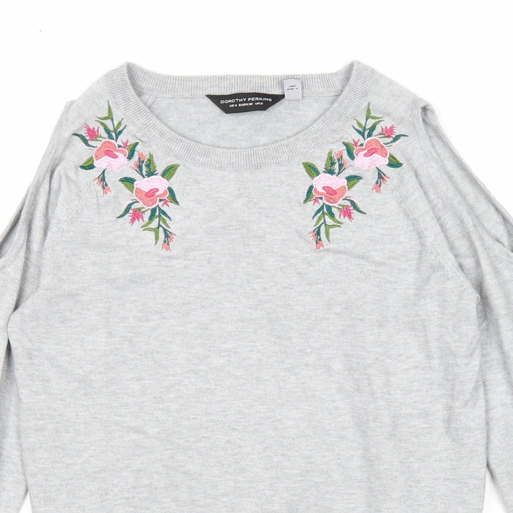 Womens UK Size 8 Dorothy Perkins Grey Pullover Jumper