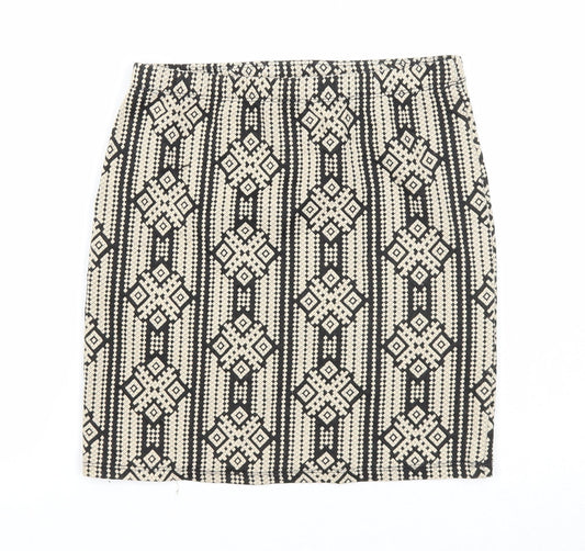 FOREVER 21 Womens Beige Geometric Cotton A-Line Skirt Size S