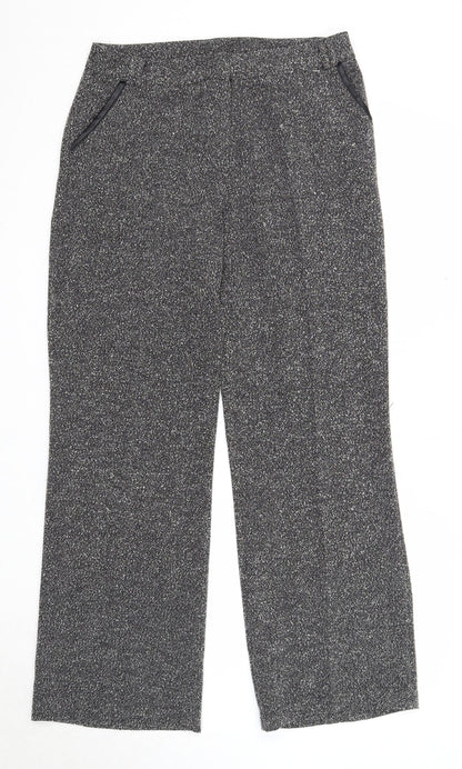 Editions Womens Grey Polyester Trousers Size 12 Regular Zip