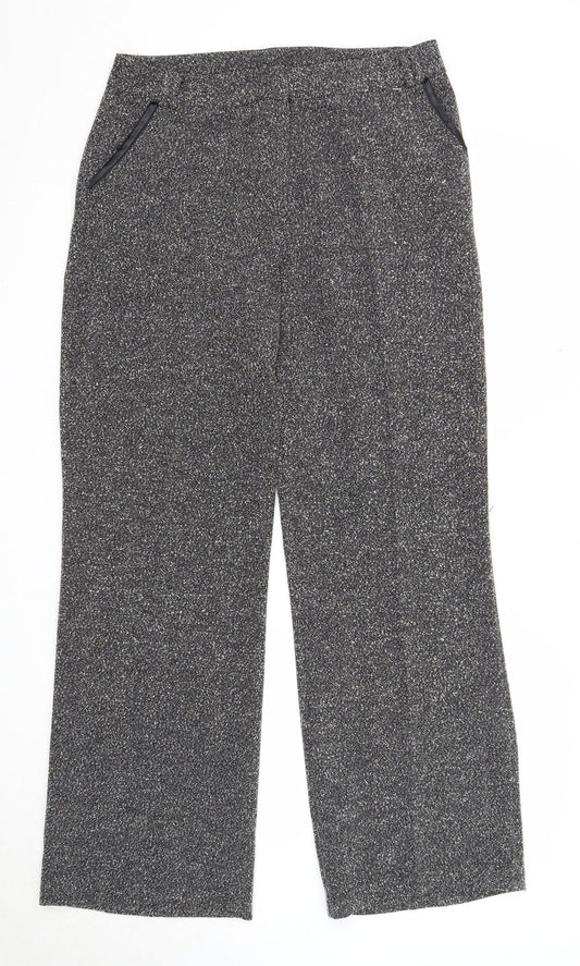 Editions Womens Grey Polyester Trousers Size 12 Regular Zip