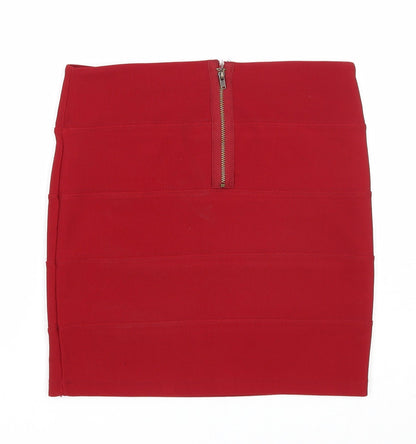 FOREVER 21 Womens Red Polyester Maxi Skirt Size M Zip