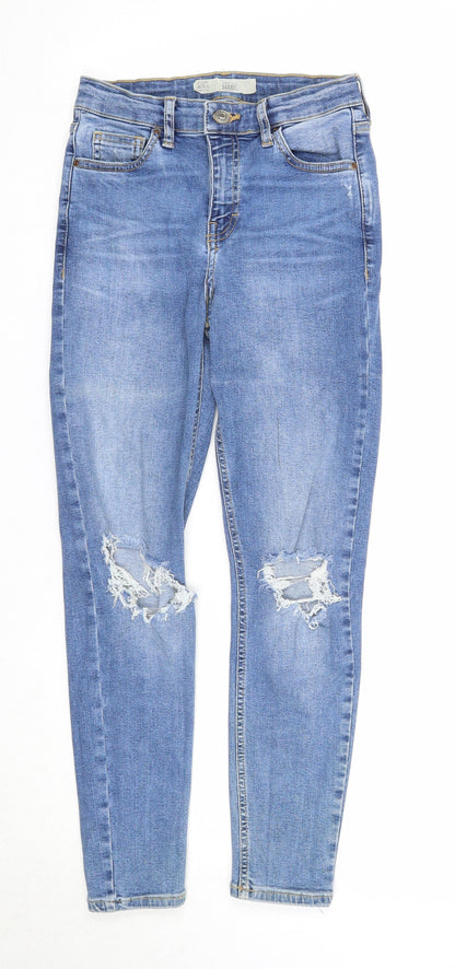 Topshop Womens Blue Cotton Skinny Jeans Size 26 in L30 in Regular Zip
