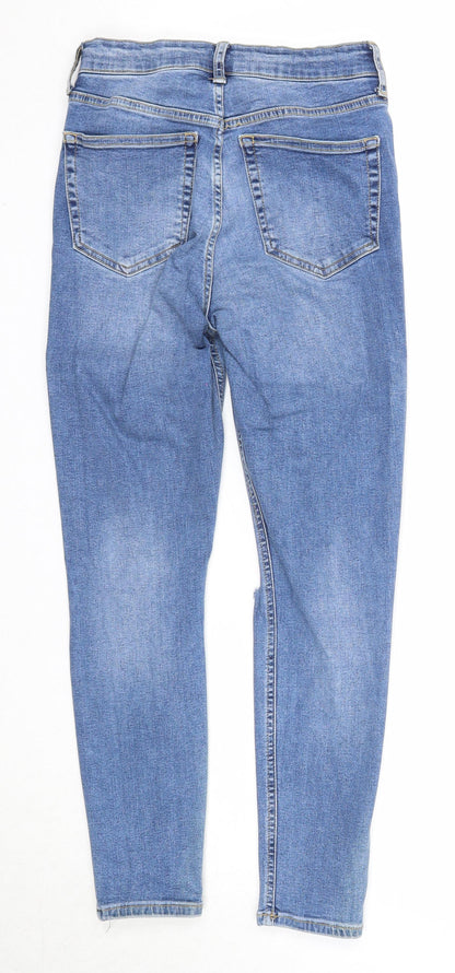 Topshop Womens Blue Cotton Skinny Jeans Size 26 in L30 in Regular Zip
