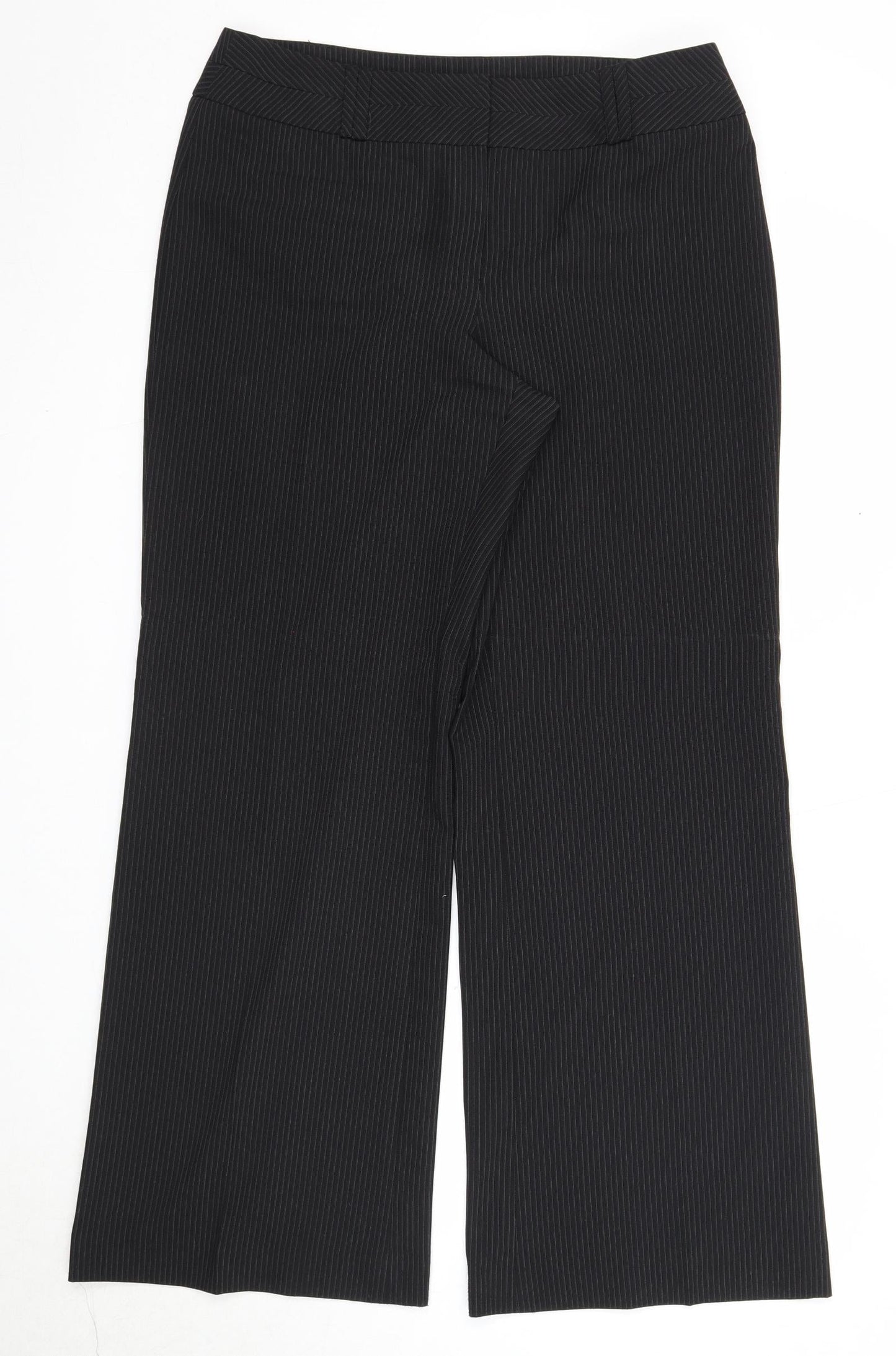 Autonomy Womens Black Striped Polyester Dress Pants Trousers Size 14 Regular Zip