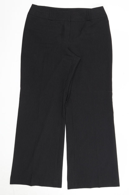 Autonomy Womens Black Striped Polyester Dress Pants Trousers Size 14 Regular Zip