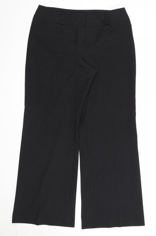 Autonomy Womens Black Striped Polyester Dress Pants Trousers Size 14 Regular Zip