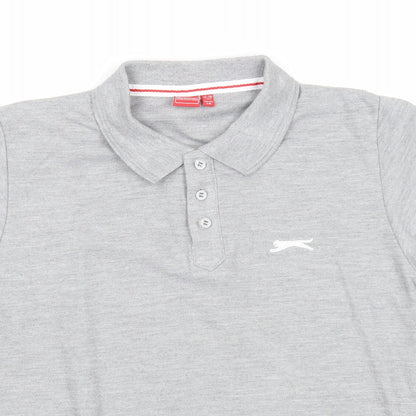 Slazenger Boys Grey Polyester Basic Polo Size 11-12 Years Collared Button