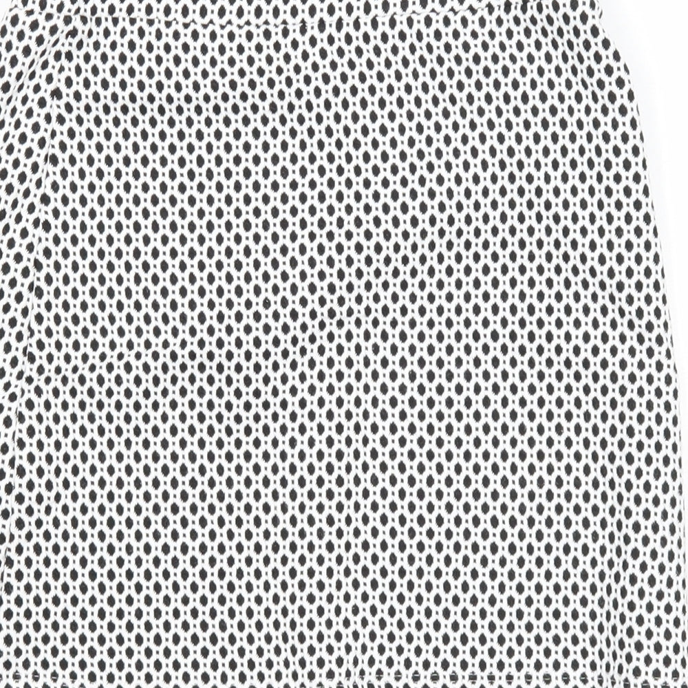 River Island Girls Black Geometric Cotton A-Line Skirt Size 9-10 Years Regular Pull On