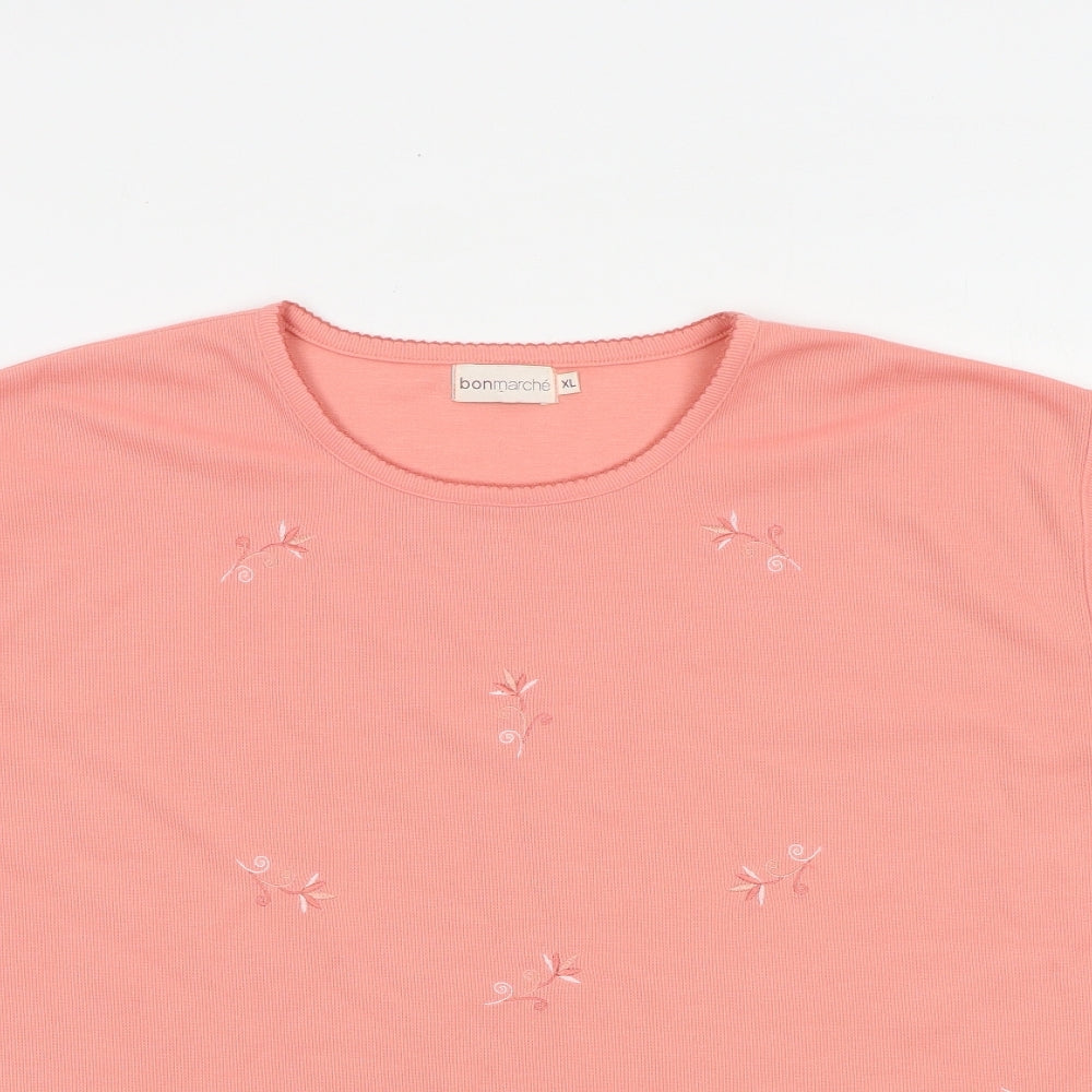 Womens UK Size XL Bonmarché Pink Basic T-Shirt