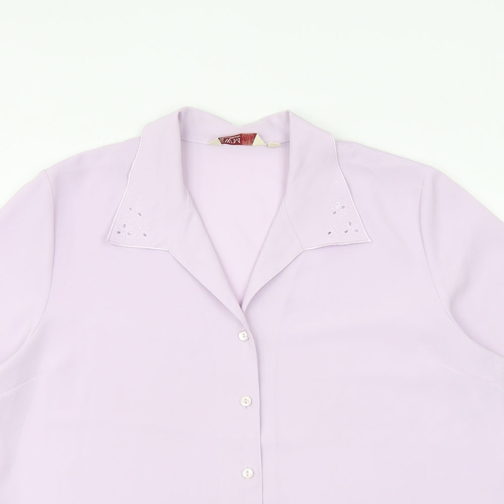 Womens UK Size 18 EWM Purple Basic Button-Up