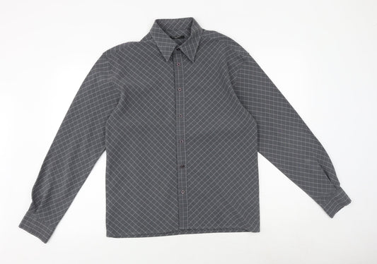 St Bernard Mens Grey Argyle/Diamond Polyester Button-Up Size S Collared Button