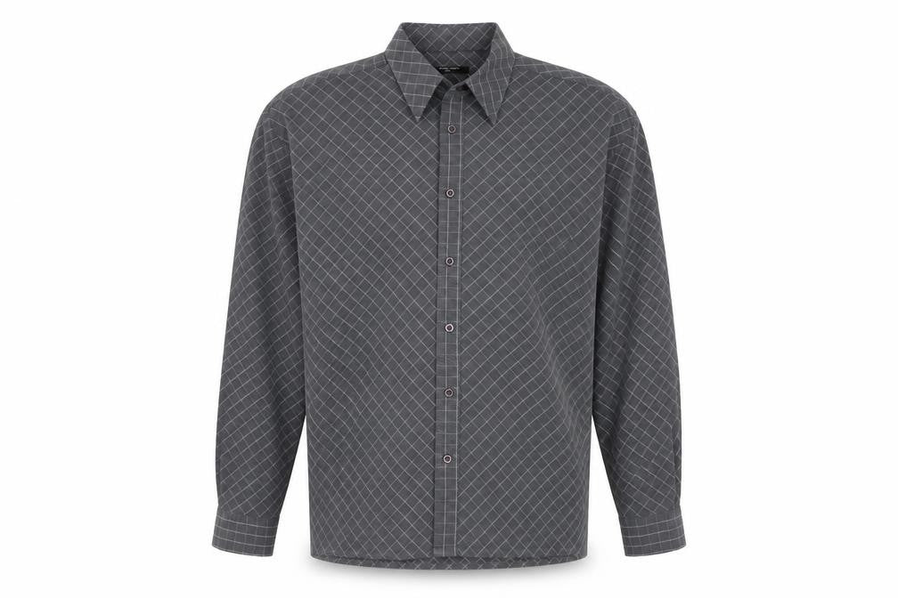 Mens UK Size S St Bernard Grey  Button-Up Long Sleeve Casual Shirt