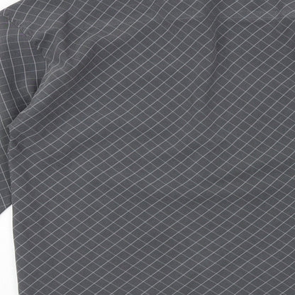 St Bernard Mens Grey Argyle/Diamond Polyester Button-Up Size S Collared Button