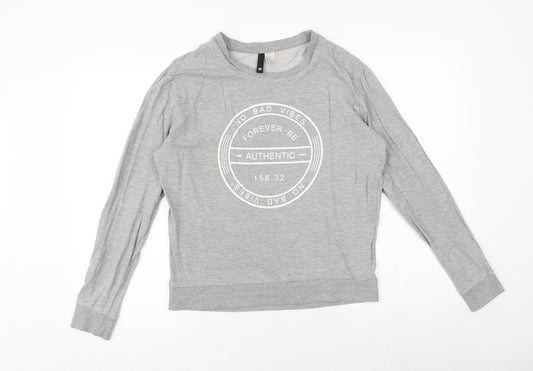 H&M Womens Grey Cotton Pullover Sweatshirt Size M Pullover