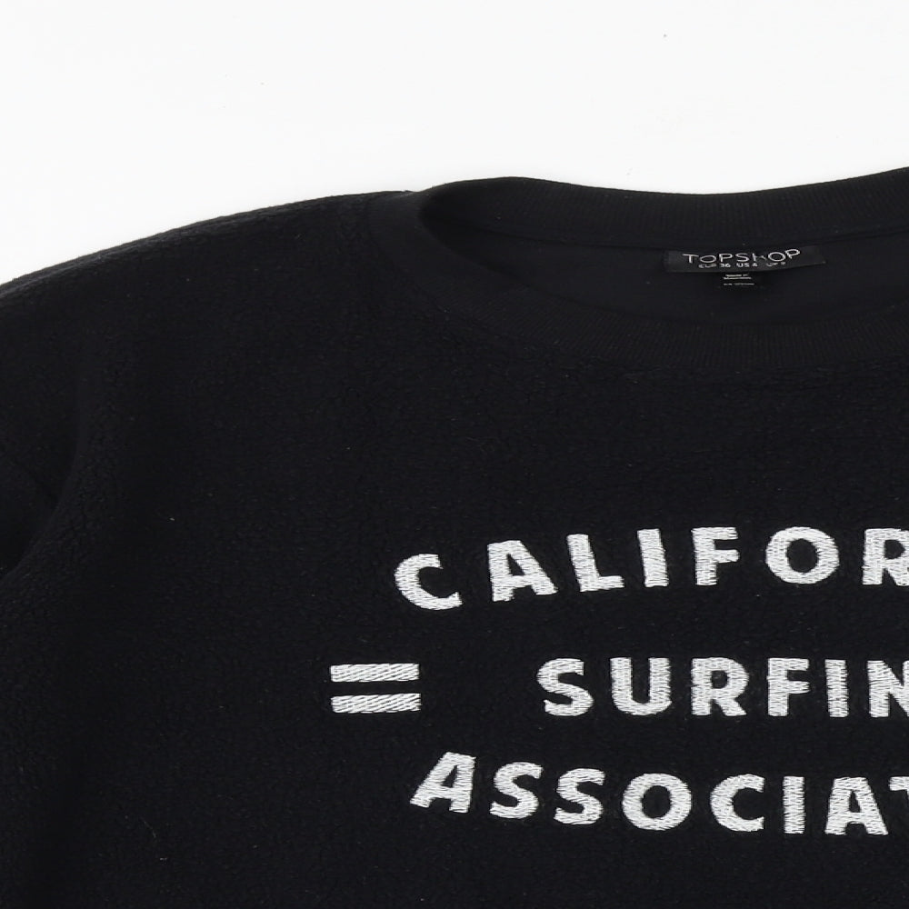 Topshop Womens Black Cotton Pullover Sweatshirt Size 8 Pullover - California Surfing Association