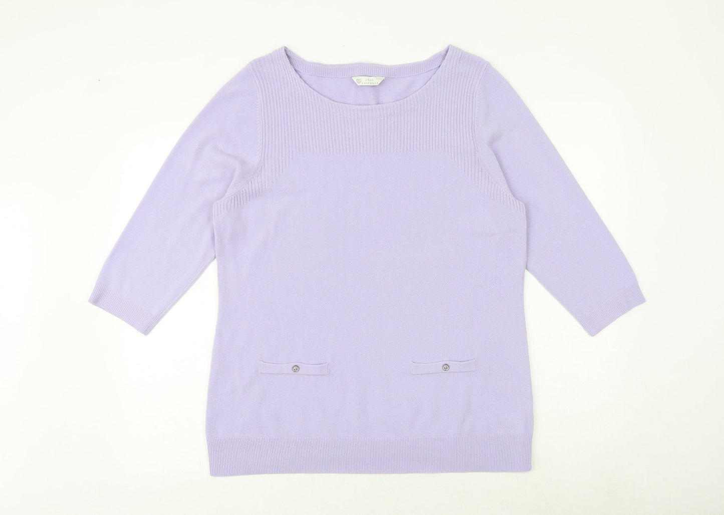 BHS Womens Purple Boat Neck Acrylic Pullover Jumper Size 18