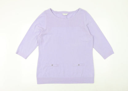 BHS Womens Purple Boat Neck Acrylic Pullover Jumper Size 18