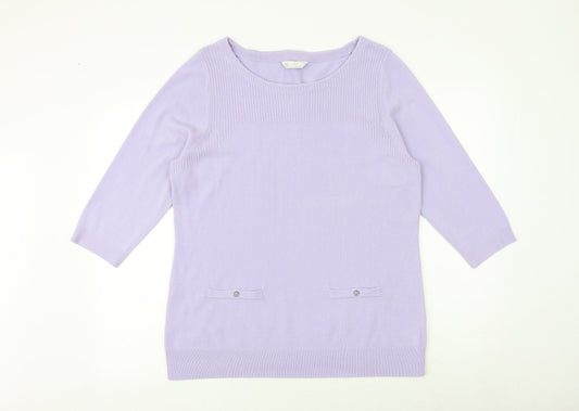 BHS Womens Purple Boat Neck Acrylic Pullover Jumper Size 18