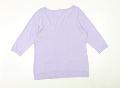 BHS Womens Purple Boat Neck Acrylic Pullover Jumper Size 18