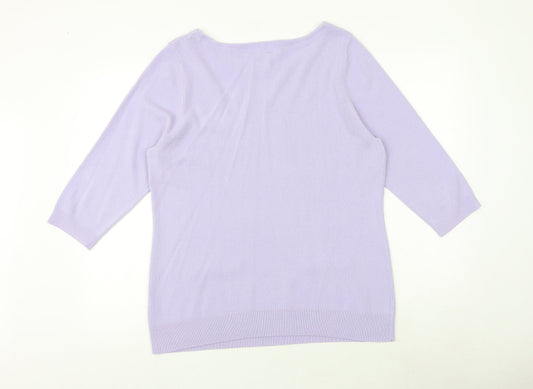 BHS Womens Purple Boat Neck Acrylic Pullover Jumper Size 18