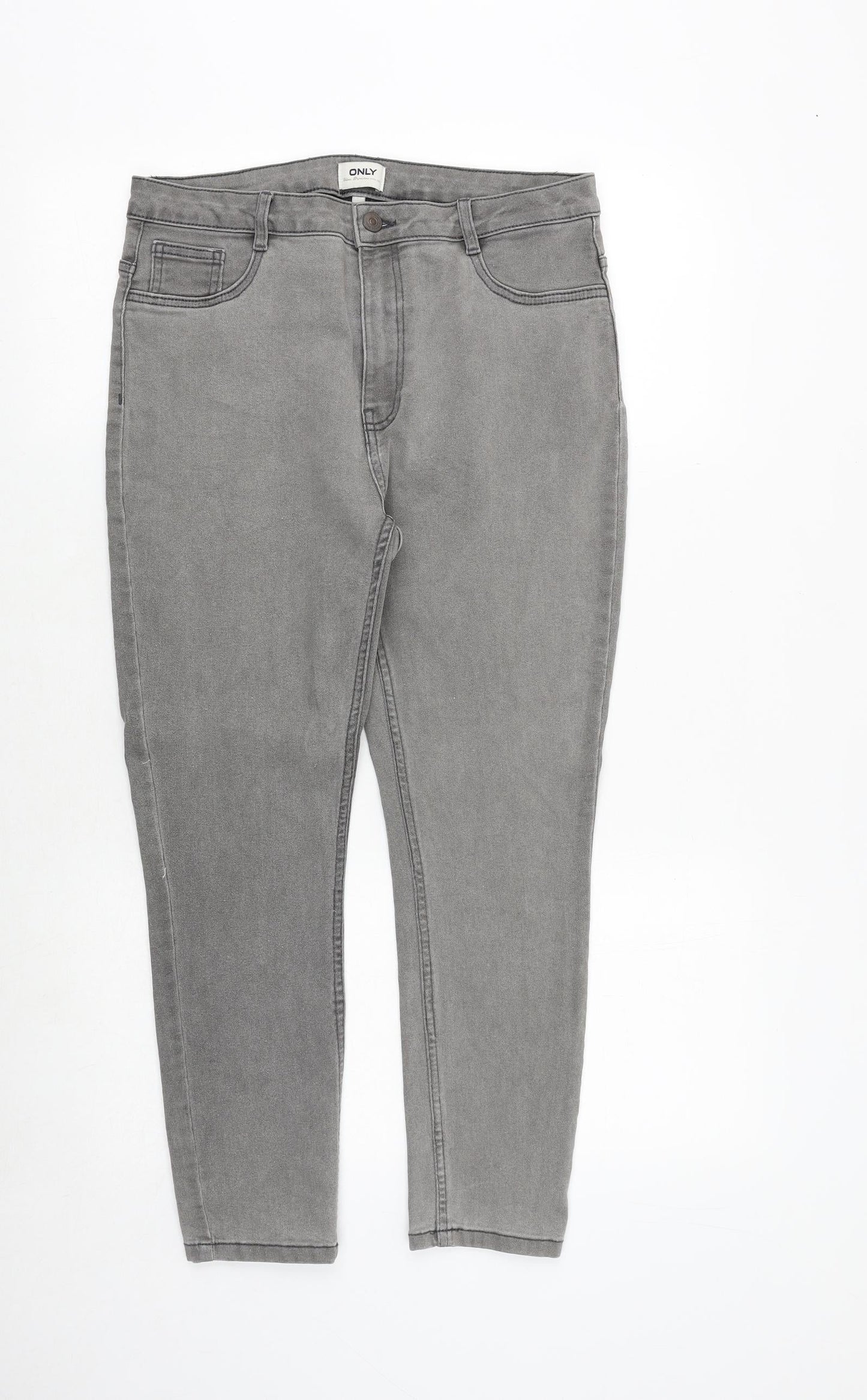 Only Womens Grey Cotton Skinny Jeans Size XL Regular Zip