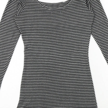 VILA Womens Black Striped Polyester Jumper Dress Size M Cowl Neck Pullover