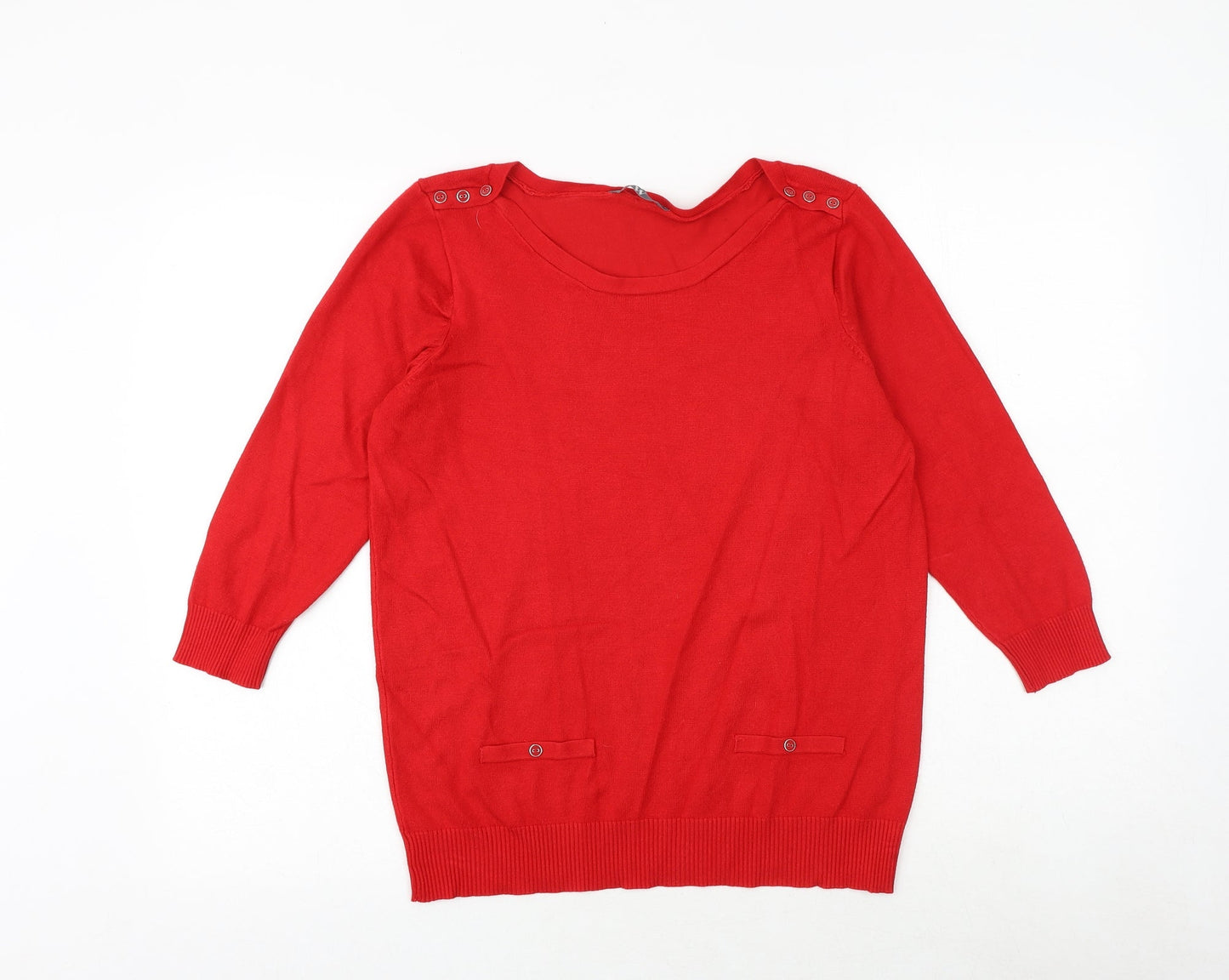 BHS Womens Red Boat Neck Viscose Pullover Jumper Size 14