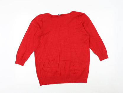 BHS Womens Red Boat Neck Viscose Pullover Jumper Size 14