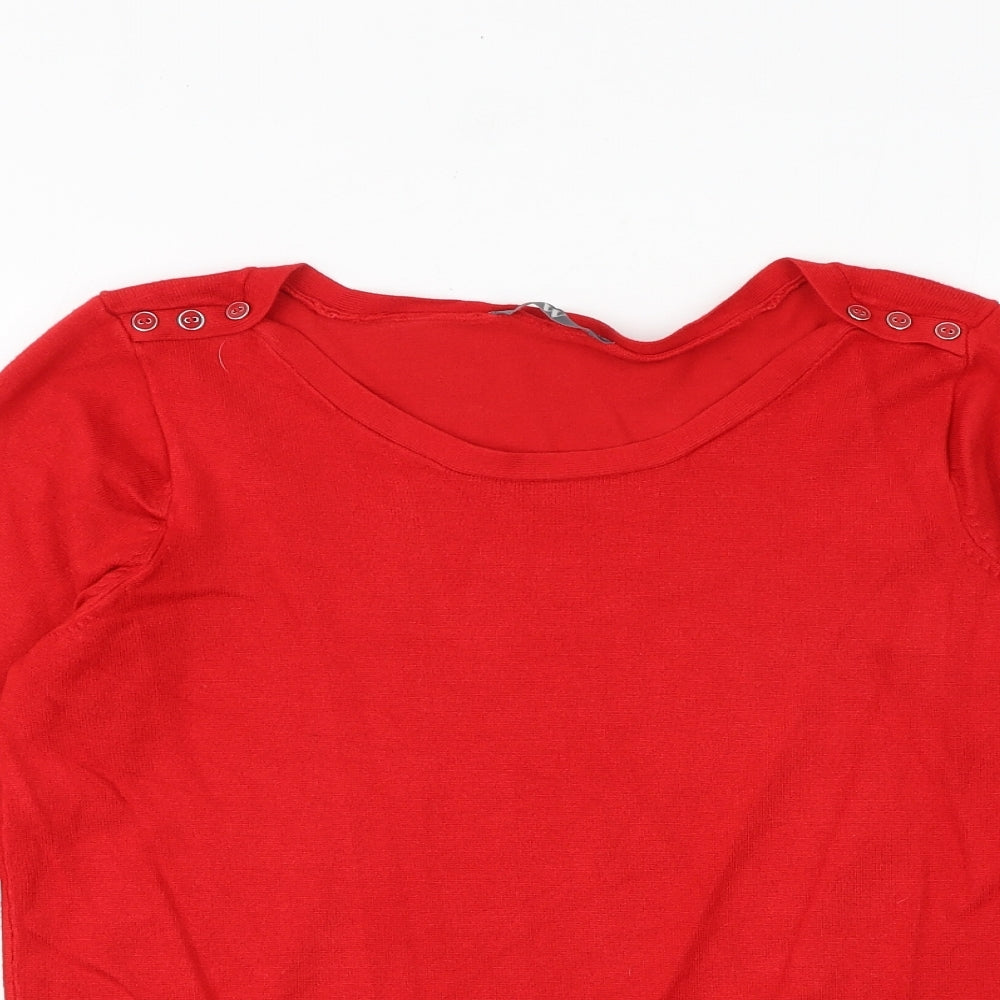 BHS Womens Red Boat Neck Viscose Pullover Jumper Size 14