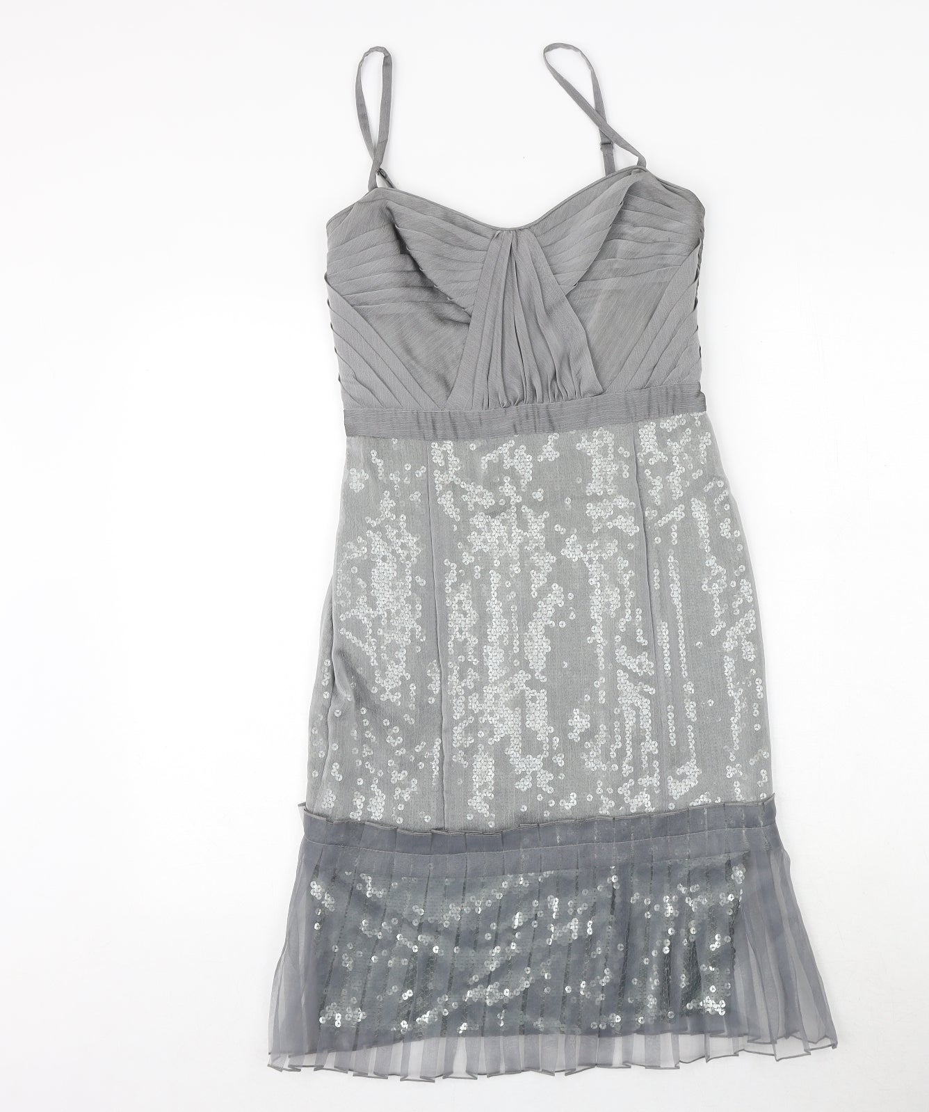 Debenhams Womens Grey Polyester Slip Dress Size 8 Sweetheart Zip