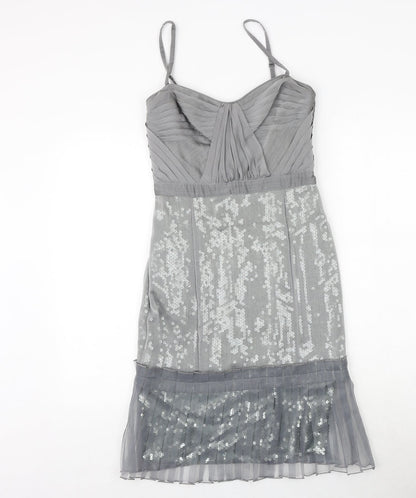 Debenhams Womens Grey Polyester Slip Dress Size 8 Sweetheart Zip