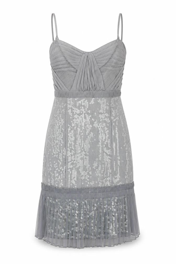 Debenhams Womens Grey Polyester Slip Dress Size 8 Sweetheart Zip
