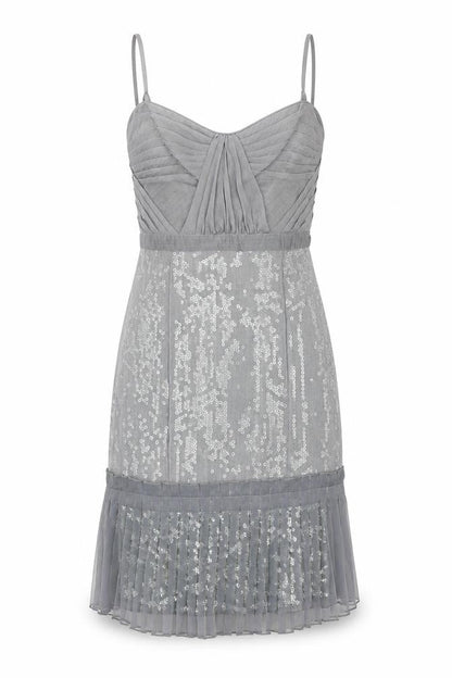 Debenhams Womens Grey Polyester Slip Dress Size 8 Sweetheart Zip