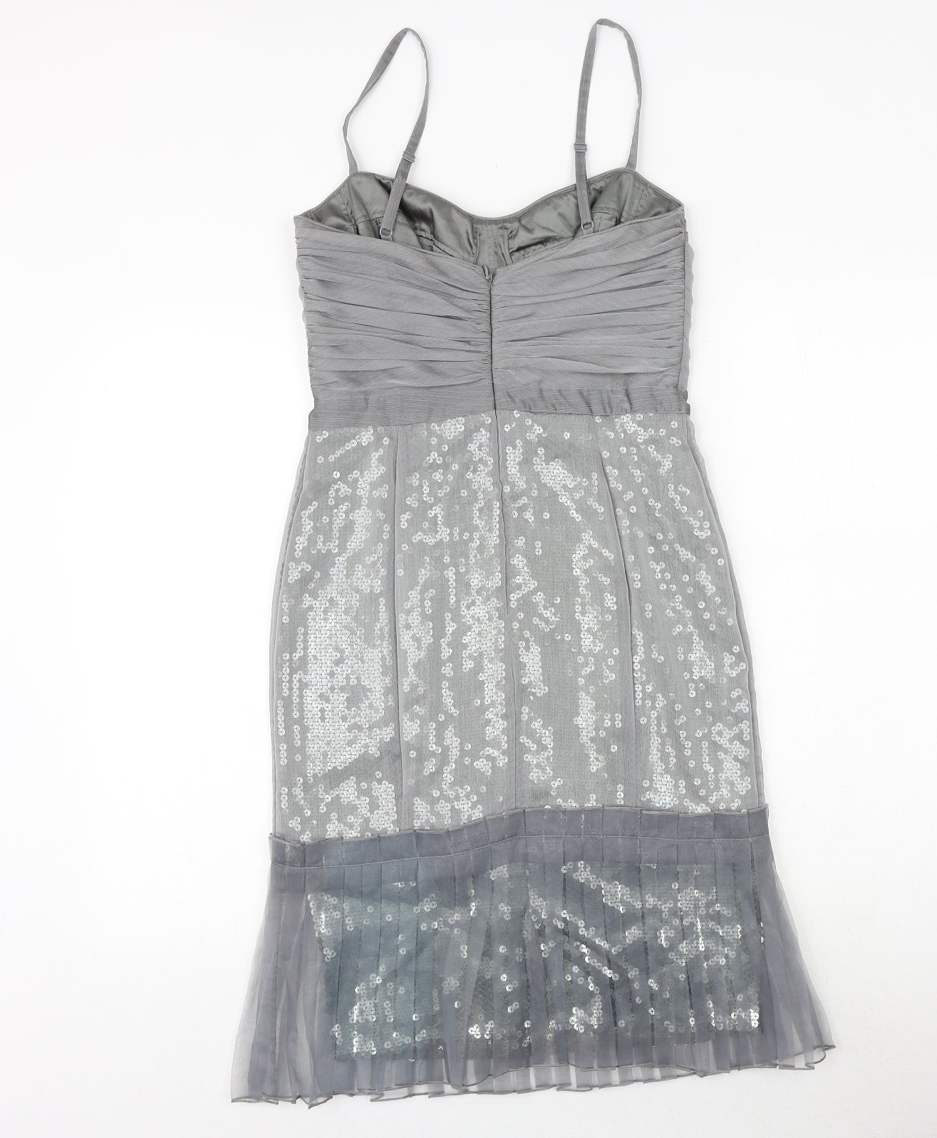 Debenhams Womens Grey Polyester Slip Dress Size 8 Sweetheart Zip